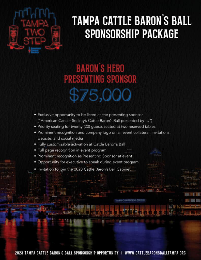 Tampa Cattle Baron's Ball sponsor pack 2023